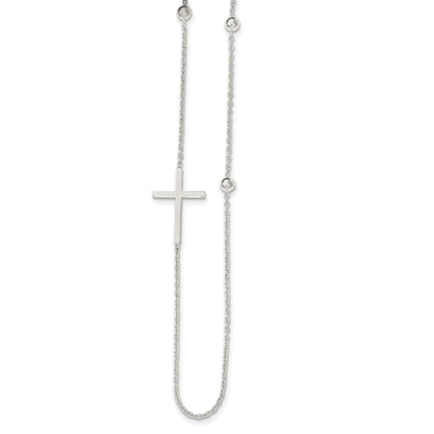Sterling Silver Polished Cross Necklace QG4045 - shirin-diamonds