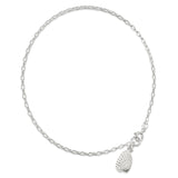 925 Sterling Silver 2mm Solid Polished 3-Dimensional Shell Chain Anklet