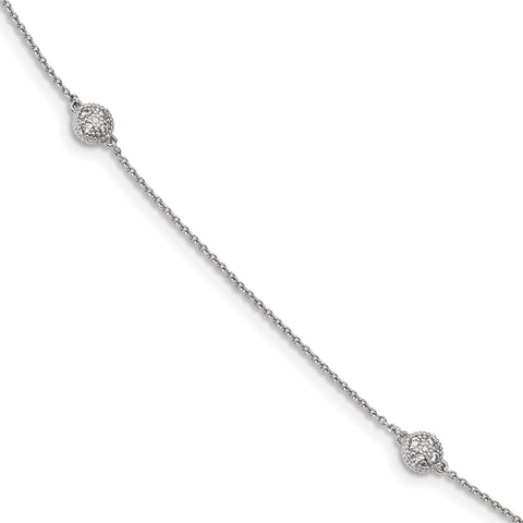 Sterling Silver Rhodium-plated CZ Micro Pav‚ 14-Station Necklace QG4282 - shirin-diamonds