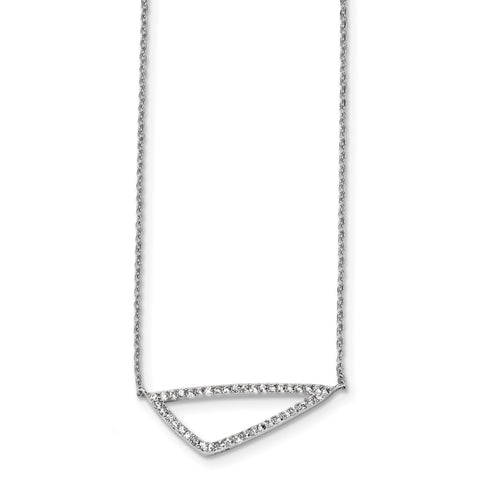 Sterling Silver Rhodium-plated CZ Triangle Necklace QG4290 - shirin-diamonds