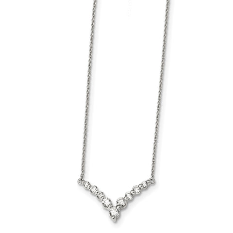 Sterling Silver CZ 18in Necklace QG4292 - shirin-diamonds
