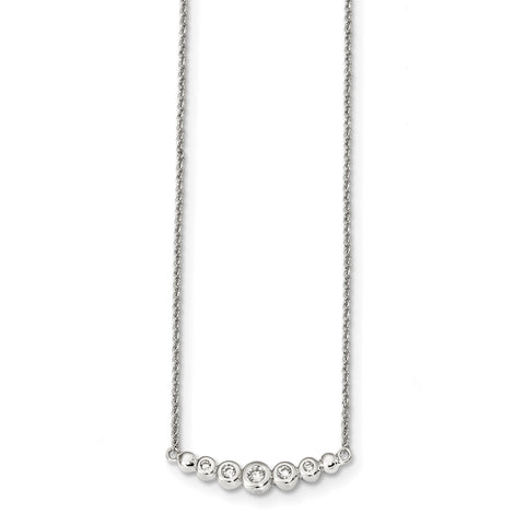 Sterling Silver CZ 18in Necklace QG4293 - shirin-diamonds