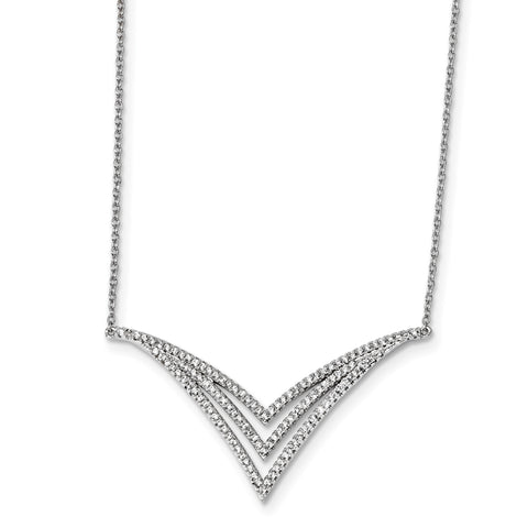 Sterling Silver Rhodium-plated CZ Necklace QG4301 - shirin-diamonds