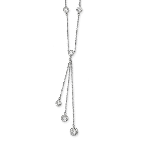 Sterling Silver Rhodium-plated CZ Y-Drop Necklace QG4304 - shirin-diamonds