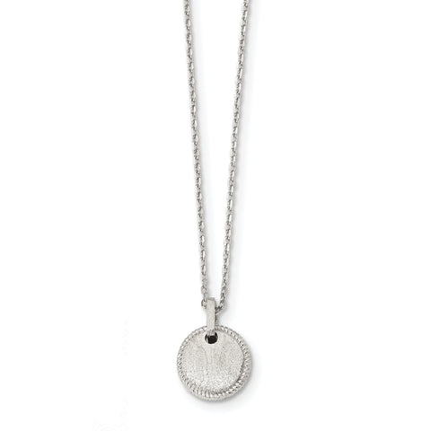 Sterling Silver Rhodium-plated Matte Puffed Circle w/2in ext. Necklace QG4311 - shirin-diamonds