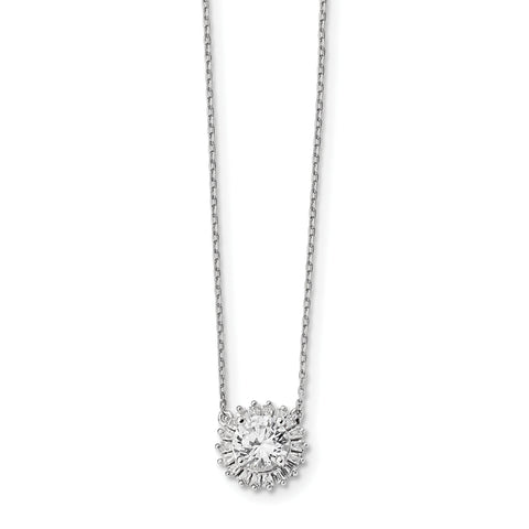 Sterling Silver Rhodium-plated CZ w/2in ext. Fancy Necklace QG4334 - shirin-diamonds