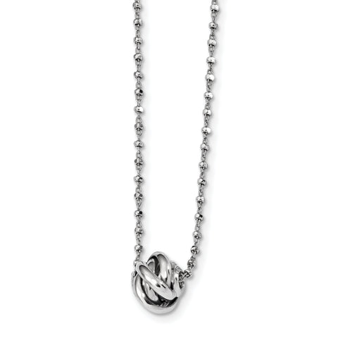 Sterling Silver Rhodium-plated Polished Love Knot D/C Chain Necklace QG4340 - shirin-diamonds