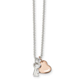 Sterling Silver Rose-tone Heart w/Key 19 inch Necklace QG4351 - shirin-diamonds
