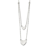 Sterling Silver Polished Double Heart Dangle 18in Necklace QG4355 - shirin-diamonds