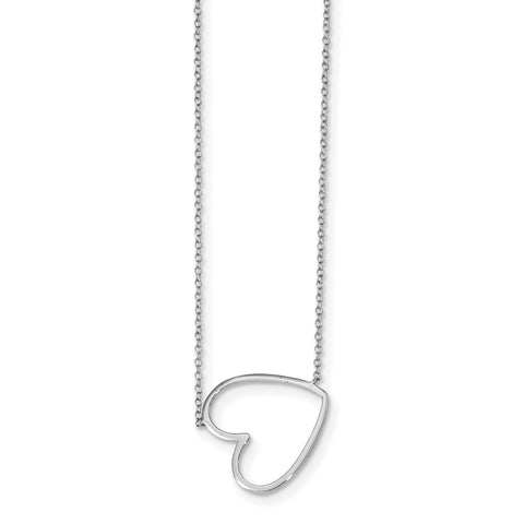 Sterling Silver Rhodium-plated 18in Heart Necklace QG4368 - shirin-diamonds