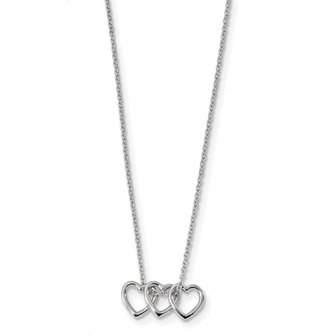 Sterling Silver Rhodium-plated 18in Hearts Necklace QG4373 - shirin-diamonds