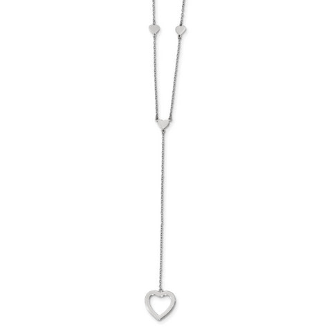 Sterling Silver Rhodium-plated Hearts w/2in ext. Y-Necklace QG4389 - shirin-diamonds