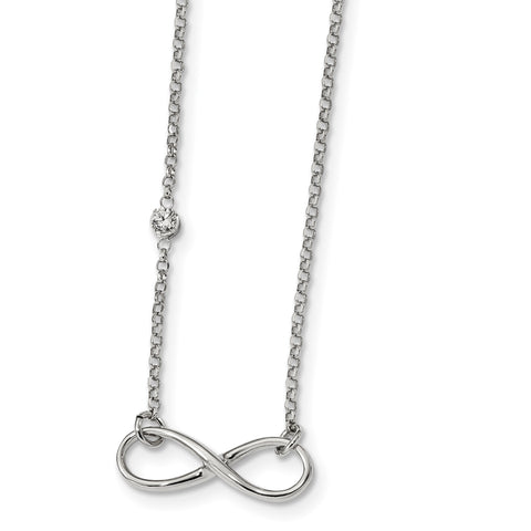 Sterling Silver CZ Infinity Knot Necklace QG4395 - shirin-diamonds