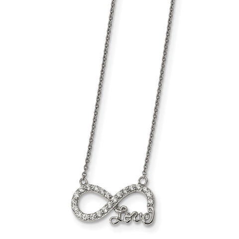 Sterling Silver CZ Inifinity Love Necklace QG4399 - shirin-diamonds