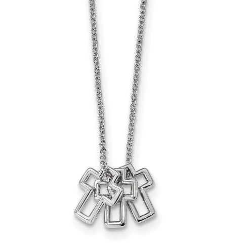 Sterling Silver Rhodium-plated 18in Cross Necklace QG4409 - shirin-diamonds