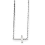 Sterling Silver Rhodium-plated w/ 2in ext. Cross Necklace QG4410 - shirin-diamonds
