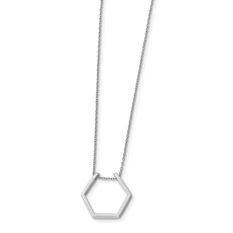 Sterling Silver Rhodium-plated Hexagon Necklace QG4429 - shirin-diamonds