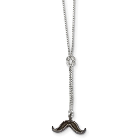 Sterling Silver & Ruthenium-plated Mustache 18in Necklace QG4454 - shirin-diamonds