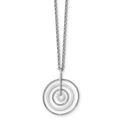 Sterling Silver Rhodium-plated D/C Circles w/2in ext. Necklace QG4519 - shirin-diamonds