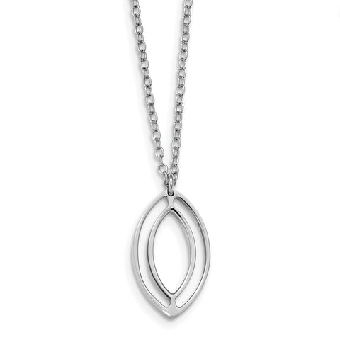 Sterling Silver Rhodium-plated Polished Oval Dangle Necklace QG4535 - shirin-diamonds