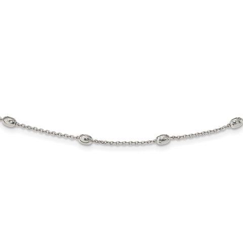 Sterling Silver Diamond-cut Beaded Necklace QG4549 - shirin-diamonds