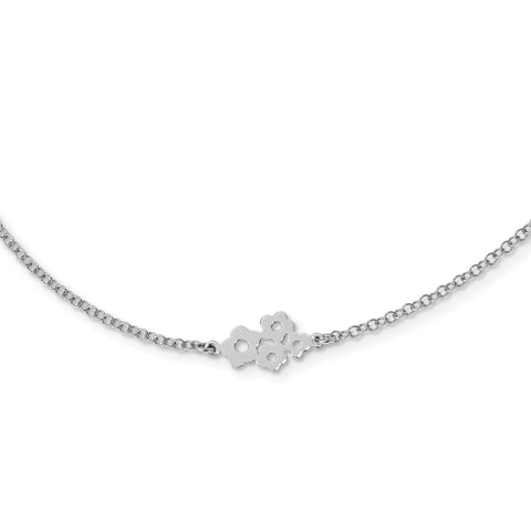 Sterling Silver Rhodium-plated 6 Station Flower Necklace QG4567 - shirin-diamonds