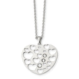 Sterling Silver CZ Polished Heart Necklace QG4594 - shirin-diamonds