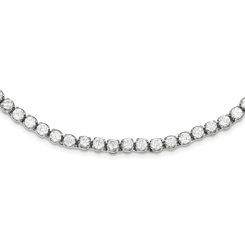Sterling Silver Fancy CZ Necklace QH1078 - shirin-diamonds