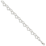 Sterling Silver Polished Fancy Large Heart Link Bracelet 7 Inch ''Bracelets