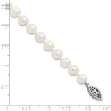 925 Sterling Silver Rhodium-Plated 6-7mm White Freshwater Cultured Pearl Bracelet