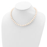 925 Sterling Silver Rhodium-Plated 8-9mm White Freshwater Cultured Pearl Necklace 16 Inch