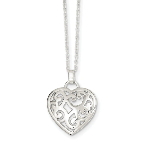 Sterling Silver Heart Necklace QH4973 - shirin-diamonds