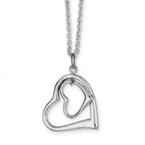 Sterling Silver Double Heart Necklace QH4974 - shirin-diamonds