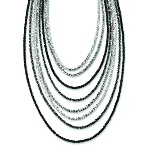 Sterling Silver Ruthenium-plated 8 Strand w/Tassel Necklace w/2in ext QH5104 - shirin-diamonds