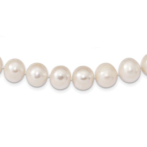 Sterling Silver Rhodium  11-12mm White Egg FW Cultured Pearl Necklace QH5151 - shirin-diamonds