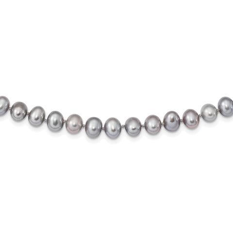 Sterling Silver Rhodium 6-7mm Grey Shape FWC Pearl Necklace QH5161 - shirin-diamonds
