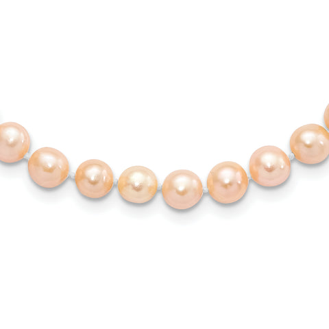 Sterling Silver Rhod-plated 6-7mm Pink FWC Pearl Necklace 18 Inch