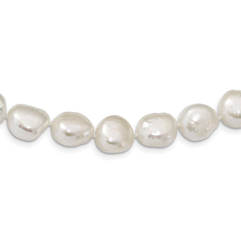 Sterling Silver RH 11-12mm White Baroque FWC Pearl Necklace QH5362 - shirin-diamonds