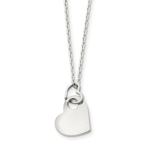 Sterling Silver Heart Holding Heart Necklace QH778 - shirin-diamonds