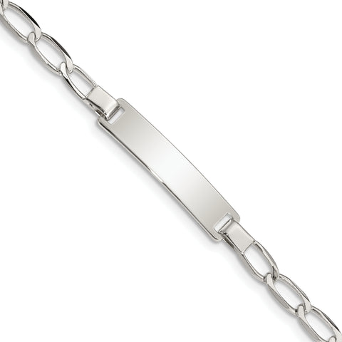 Sterling Silver 6inch Polished Engraveable Childrens ID Bracelet 6 Inch ''Bracelets
