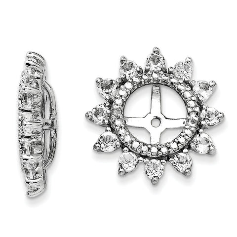 Sterling Silver Rhodium Diam. & White Topaz Earring Jacket QJ104APR - shirin-diamonds
