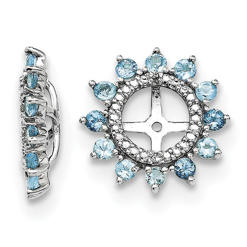 Sterling Silver Rhodium Diam. & Swiss Blue Topaz Earring Jacket QJ104DEC - shirin-diamonds