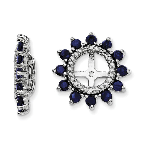 Sterling Silver Rhodium Diam. & Created Sapphire Earring Jacket QJ104SEP - shirin-diamonds