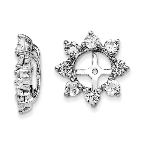 Sterling Silver Rhodium Diam. & White Topaz Earring Jacket QJ115APR - shirin-diamonds
