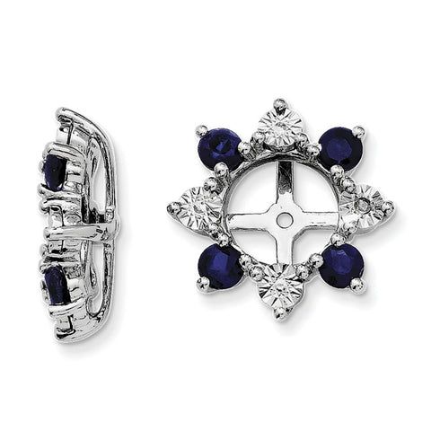 Sterling Silver Rhodium Diam. & Created Sapphire Earring Jacket QJ115SEP - shirin-diamonds