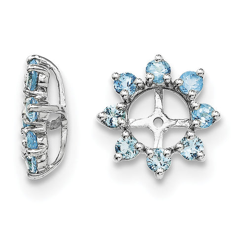 Sterling Silver Rhodium Swiss Blue Topaz Earring Jacket QJ116DEC - shirin-diamonds