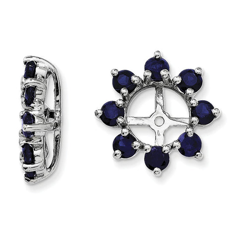 Sterling Silver Rhodium Created Sapphire Earring Jacket QJ116SEP - shirin-diamonds