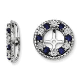 Sterling Silver Rhodium Created Sapphire Earring Jacket QJ124SEP - shirin-diamonds