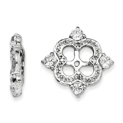 Sterling Silver Rhodium Diam. & White Topaz Earring Jacket QJ136APR - shirin-diamonds