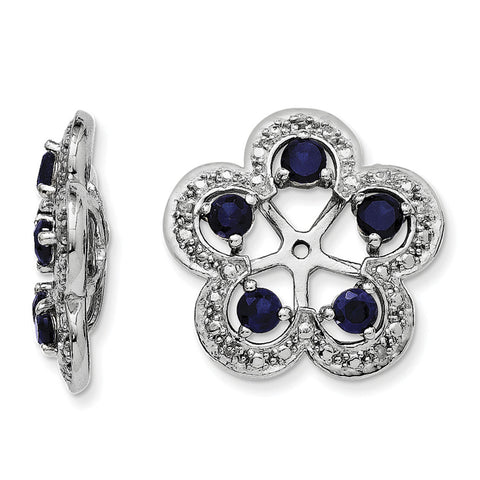 Sterling Silver Rhodium Diam. & Created Sapphire Earring Jacket QJ140SEP - shirin-diamonds